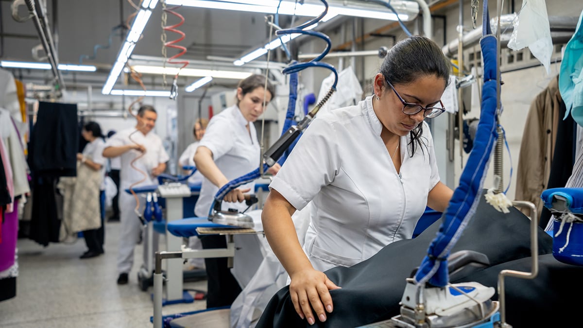 Female working in a drycleaning facility