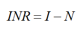 Equation B35 - The interference-to-noise power ratio INR in dB is equal to the undesired signal power I in dBm minus the receiver effective noise power level including any external noise N in dBm.