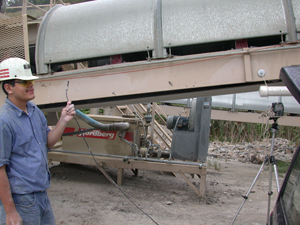 Power spectral electromagnetic noise measurements being taken around the HASARD pipe antenna