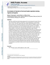 First page of An Analysis of Injuries to Front-end Loader Operators During Ingress and Egress