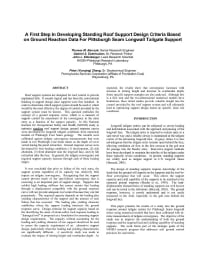 Image of publication A First Step in Developing Roof Support Design Criteria Based on Ground Reaction Data for Pittsburgh Seam Longwall Tailgate Support