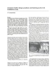 Image of publication Analysis of Pillar Design Practices and Techniques for U.S. Limestone Mines