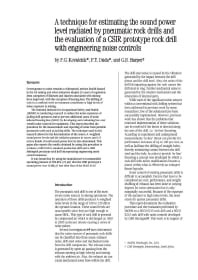 Image of publication A Technique for Estimating the Sound Power Level Radiated by Pneumatic Rock Drills and the Evaluation of a CSIR Prototype Rock Drill with Engineering Noise Controls