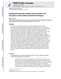 First page of Applying the Precaution Adoption Process Model to the Acceptance of Mine Safety and Health Technologies