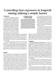 Image of publication Controlling Dust Exposures in Longwall Mining Utilizing A Simple Barrier