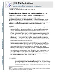 First page of Characterization of Airborne Float Coal Dust Emitted During Continuous Mining, Longwall Mining, and Belt Transport