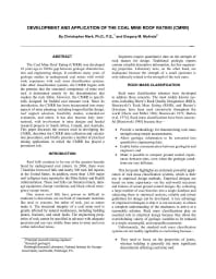 Image of publication Development and Application of the Coal Mine Roof Rating (CMRR)