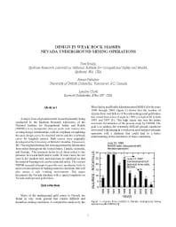 Image of publication Design in Weak Rock Masses: Nevada Underground Mining Operations