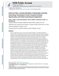 Cover image for Direct-on-Filter alpha-Quartz Estimation in Respirable Coal Mine Dust using Transmission Fourier Transform Infrared Spectrometry and Partial Least Squares Regression