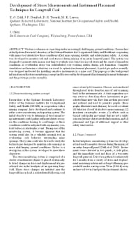 Image of publication Development of Stress Measurements and Instrument Placement Techniques for Longwall Coal