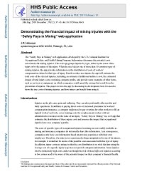 First page of Demonstrating the Financial Impact of Mining Injuries with the �Safety Pays in Mining� Web Application