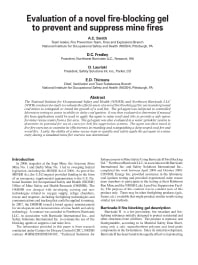 Image of publication Evaluation of a Novel Fire Blocking Gel to Prevent and Suppress Mine Fires