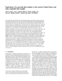 Image of publication Equivalency of a Personal Dust Monitor to the Current United States Coal Mine Respirable Dust Sampler