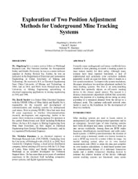 Image of publication Exploration of Two Position Adjustment Methods for Underground Mine Tracking Systems