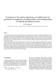 Image of publication Evaluation of the Relative Importance of Coalbed Reservoir Parameters for Prediction of Methane Inflow Rates During Mining of Longwall Development Entries