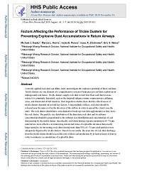 First page of Factors Affecting the Performance of Trickle Dusters for Preventing Explosive Dust Accumulations in Return Airways