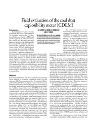 Image of publication Field Evaluation of the Coal Dust Explosibility Meter