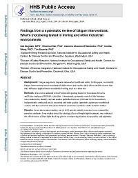 First page of Findings from a Systematic Review of Fatigue Interventions: What's (Not) Being Tested in Mining and Other Industrial Environments