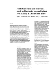 Image of publication Field Observations and Numerical Studies of Horizontal Stress Effects on Roof Stability in U.S. Limestone Mines