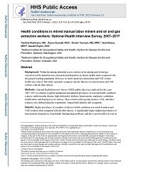 First page of Health Conditions in Retired Manual Labor Miners and Oil and Gas Extraction Workers: National Health Interview Survey, 2007-2017