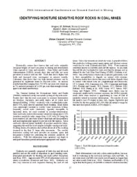 Image of publication Identifying Moisture Sensitive Roof Rocks in Coal Mines