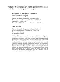 Image of publication Judgment and Decision Making Under Stress: An Overview for Emergency Managers