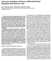 Image of publication Laboratory Evaluation of Pressure Differential-based Respirable Dust Detector Tube