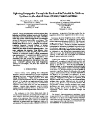 Image of publication Lightning Propagation Through the Earth and its Potential for Methane Ignitions in Abandoned Areas of Underground Coal Mines