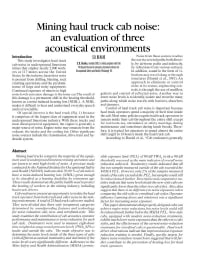 Image of publication Mining Haul Truck Cab Noise: An Evaluation of Three Acoustical Environments