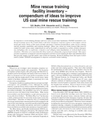 Image of publication Mine Rescue Training Facility Inventory - Compendium of Ideas to Improve US Coal Mine Rescue Training