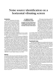 Image of publication Noise Source Identification on a Horizontal Vibrating Screen