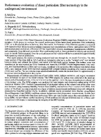 Image of publication Performance Evaluation of Diesel Particulate Filter Technology in the Underground Environment