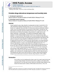 First page of Portable Refuge Alternatives Temperature and Humidity Tests