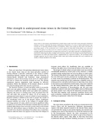 Image of publication Pillar Strength in Underground Stone Mines in the United States