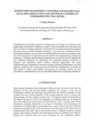 Image of publication Reservoir Engineering Considerations for Coal Seam Degasification and Methane Control in Underground Mines