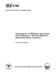 Image of publication Investigation of Methane Occurrence and Outbursts in the Cote Blanche Domal Salt Mine, Louisiana