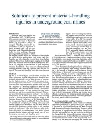 Image of publication Solutions to Prevent Materials-Handling Injuries in Underground Coal Mines