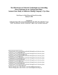 Image of publication The Effectiveness of Selected Technologies in Controlling Diesel Emissions in an Underground Mine: Isolated Zone Study at Stillwater Mining Company's Nye Mine