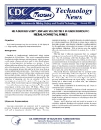 Image of publication Technology News 501 - Measuring Very Low Air Velocities in Underground Metal/Nonmetal Mines