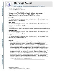 Cover image for Temperature Rise within a Mobile Refuge Alternative (RA) - Experimental Investigation and Model Validation