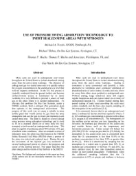 Image of publication Use of Pressure Swing Adsorption Technology to Inert Sealed Mine Areas with Nitrogen