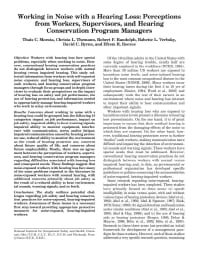 Image of publication Working in Noise with a Hearing Loss: Perceptions from Workers, Supervisors, and Hearing Conservation Program Managers