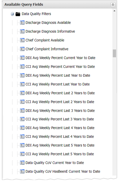 Data quality filters screen shot