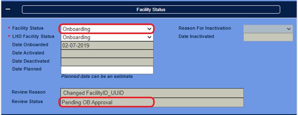 Review Status Pending OB Approval