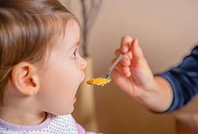 A baby eating