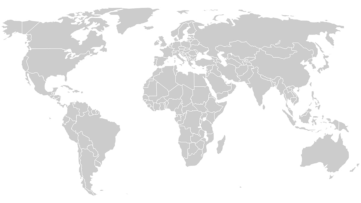 Outline of the world map in gray color on a white background