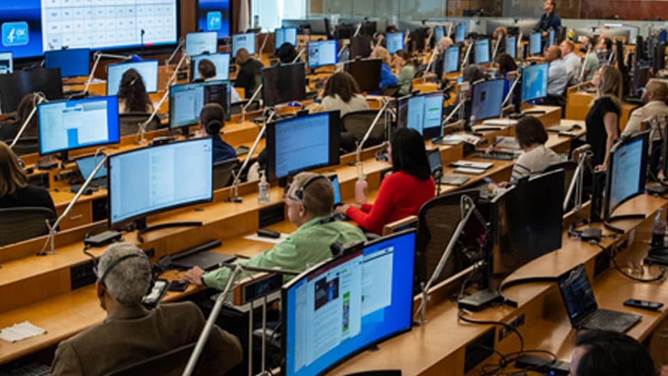 Emergency Operations Center EOC live view room full of response team readiness