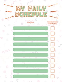 A blank daily schedule that you can print to use in your home.