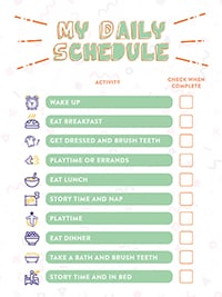 Sample daily schedule for parents to print.