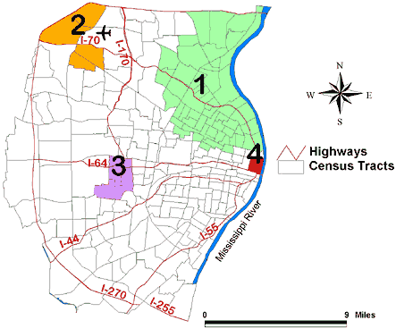 Map of the St. Louis, Mo, study area.